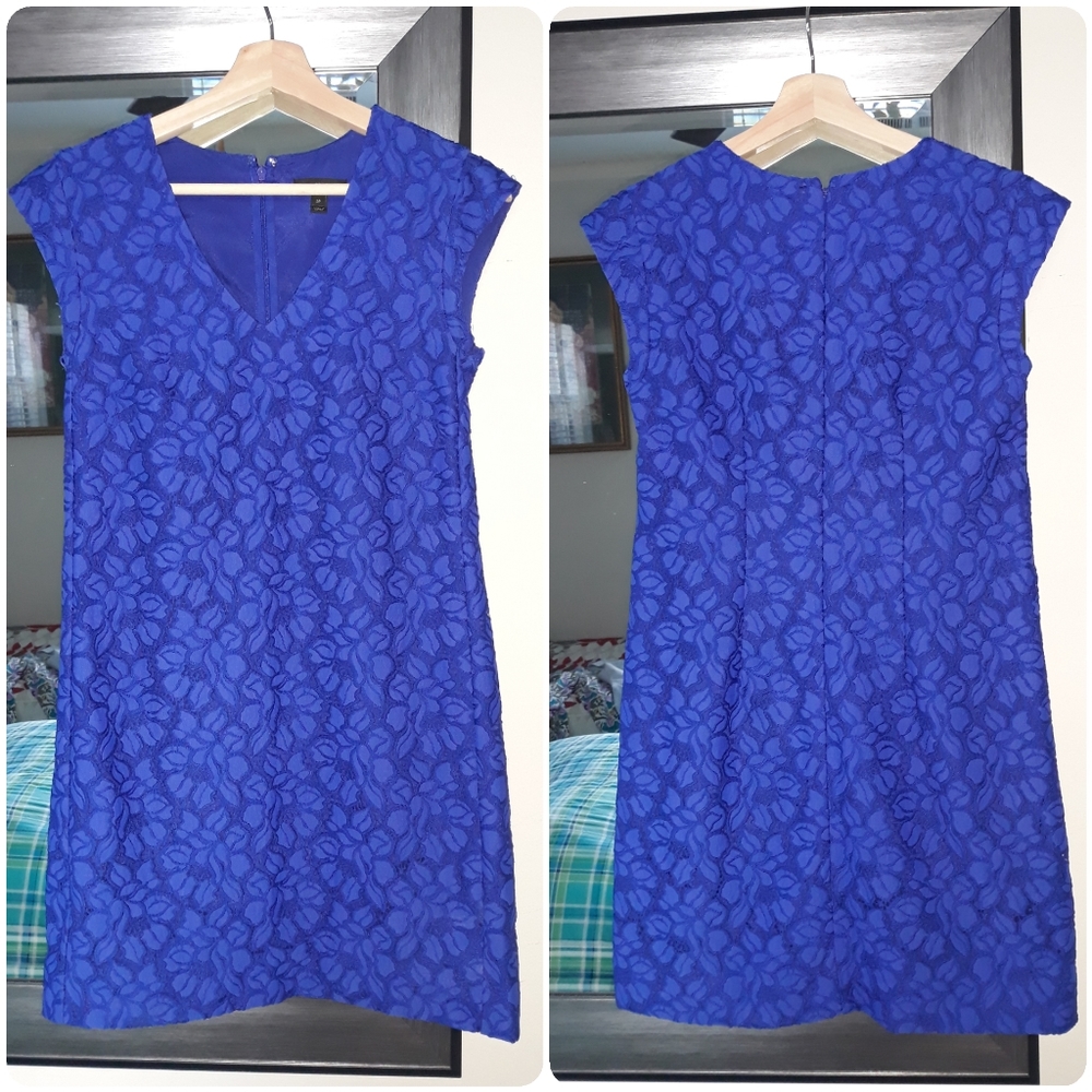 J. Crew royal blue floral lace dress